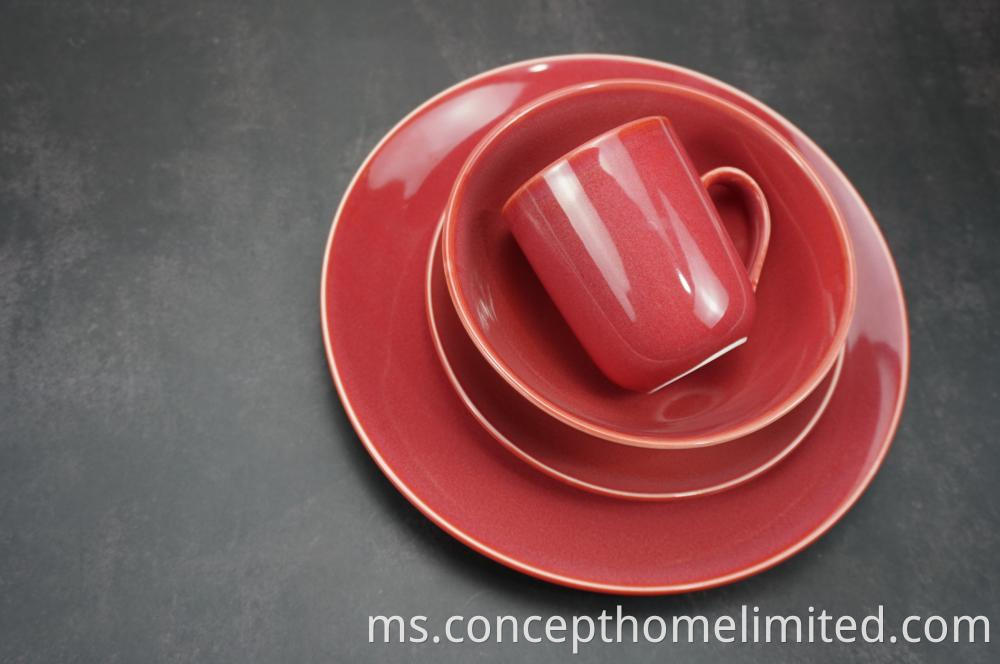 Reactive Glazed Stoneware Dinner Set Claret Red Ch22067 G08 3